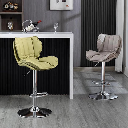 Adjustable Swivel Bar Stool Leather High Back