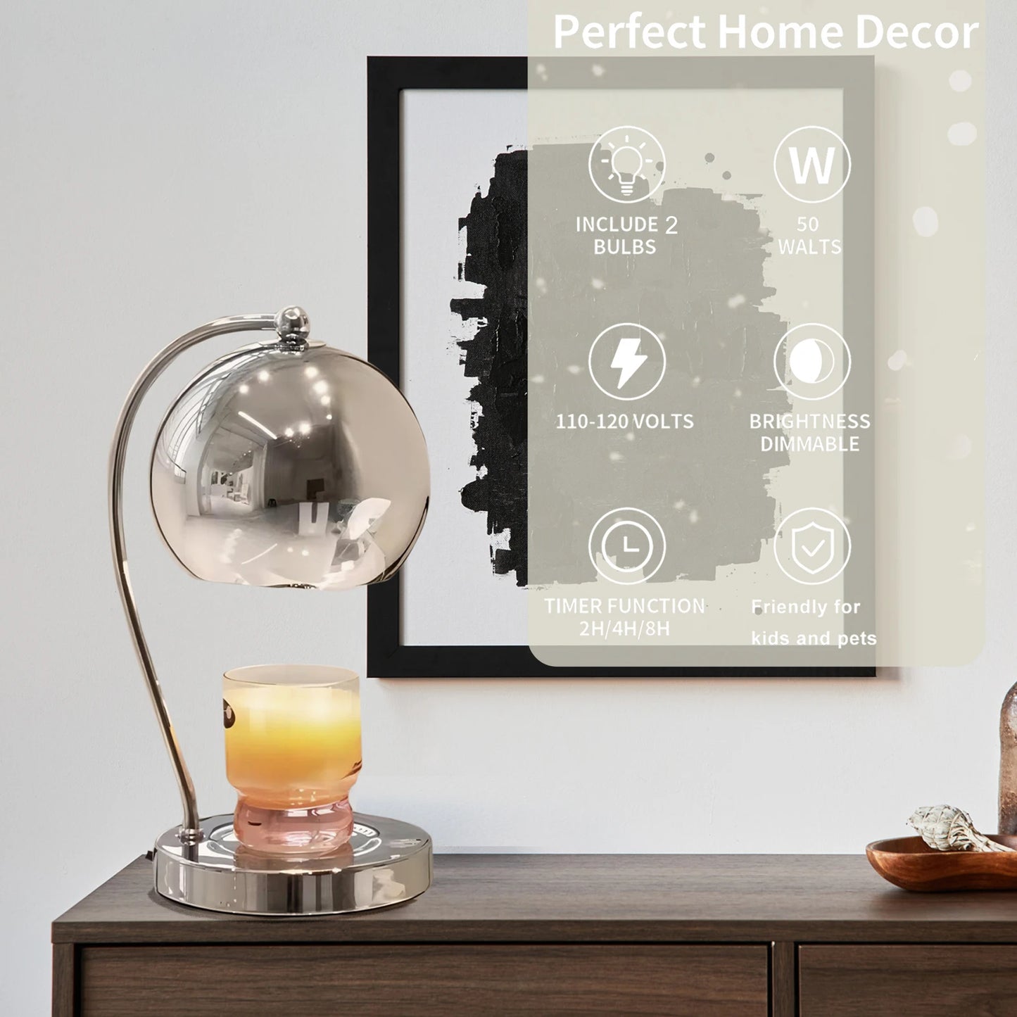 Chrome Candle Warmer Lamp With Timer