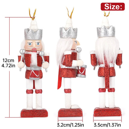 5Pcs/Set Christmas Nutcracker Soldier Puppet Wooden Handicraft Christmas Tree Pendant Desktop Ornament New Year Home Decoration
