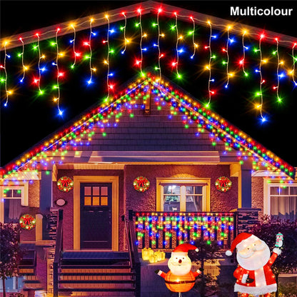Christmas Decorations Lights Solar Icicle Curtain Lights 8 Mode