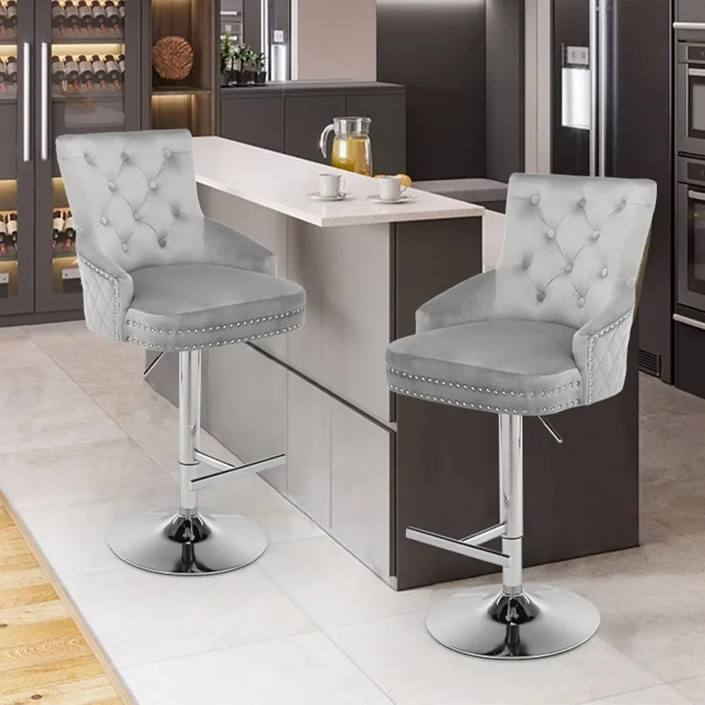 Velvet Swivel Bar Stools Set of 2