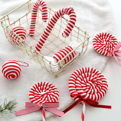 Christmas Red and White Plush Decorations
