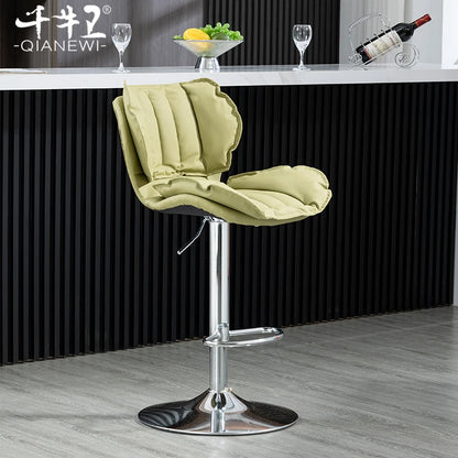 Adjustable Swivel Bar Stool Leather High Back