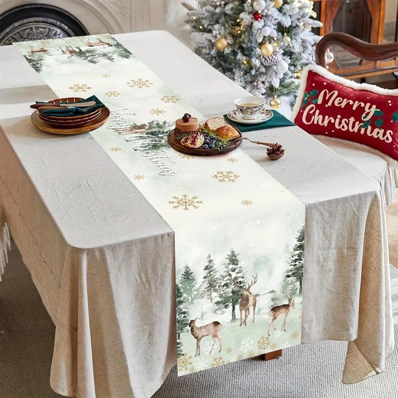 Christmas Table Runner Merry Christmas Decoration for Home Xmas Party Decor 2025 Navidad Notal Noel Ornament Happy New Year 2026