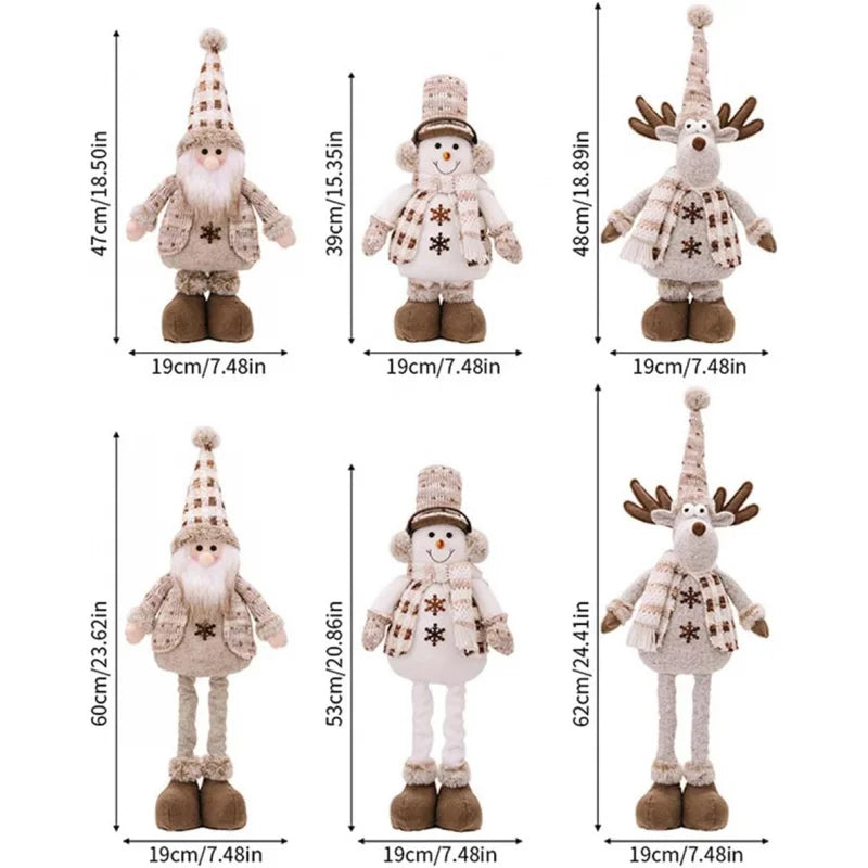 Adjustable Santa Snowman Reindeer Plush Dolls
