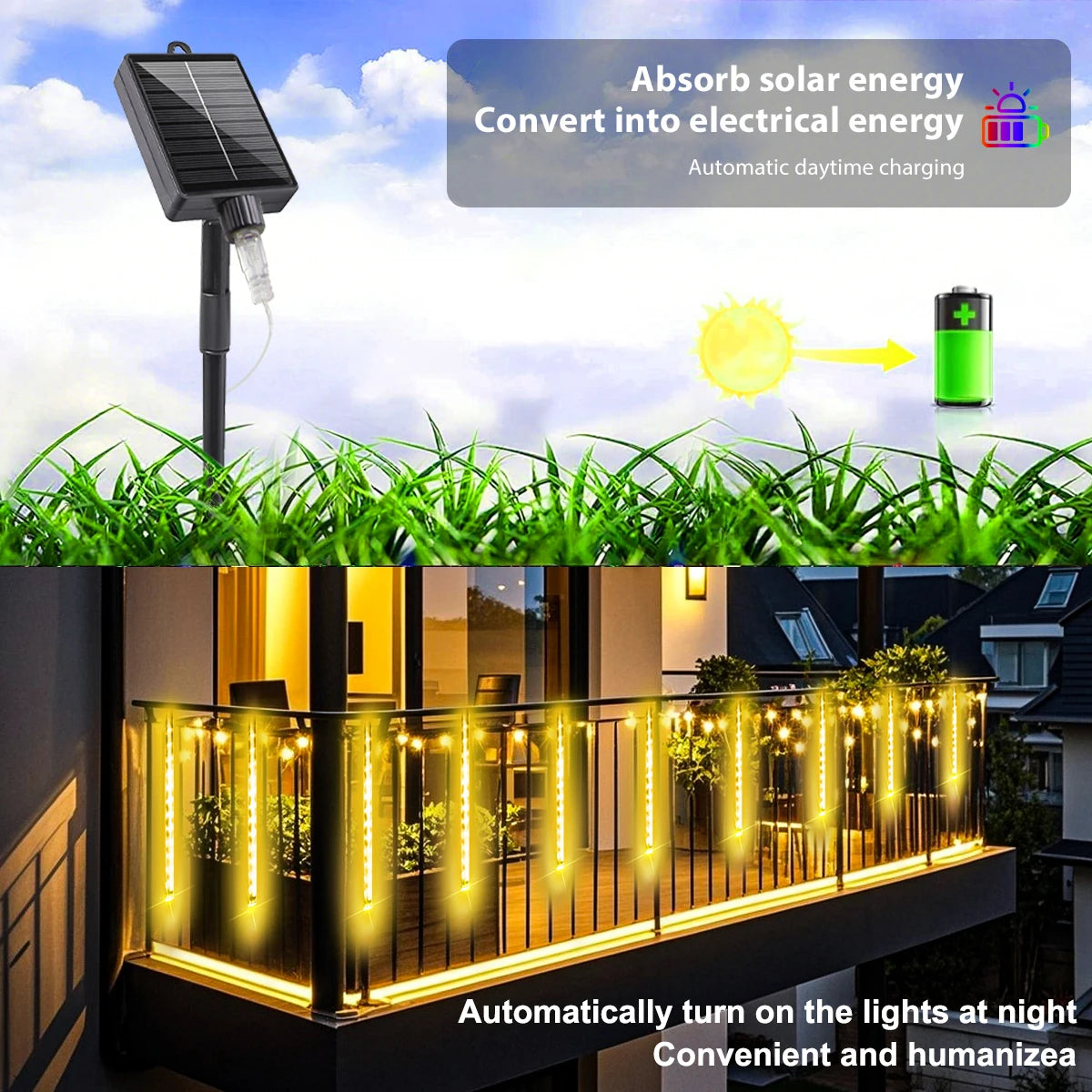 1pc 30/45CM Solar Meteor Star Glow Lights