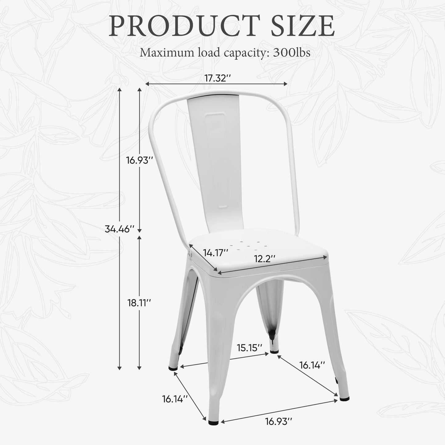 18  IN Metal Dining Chairs Set of 4 Stackable