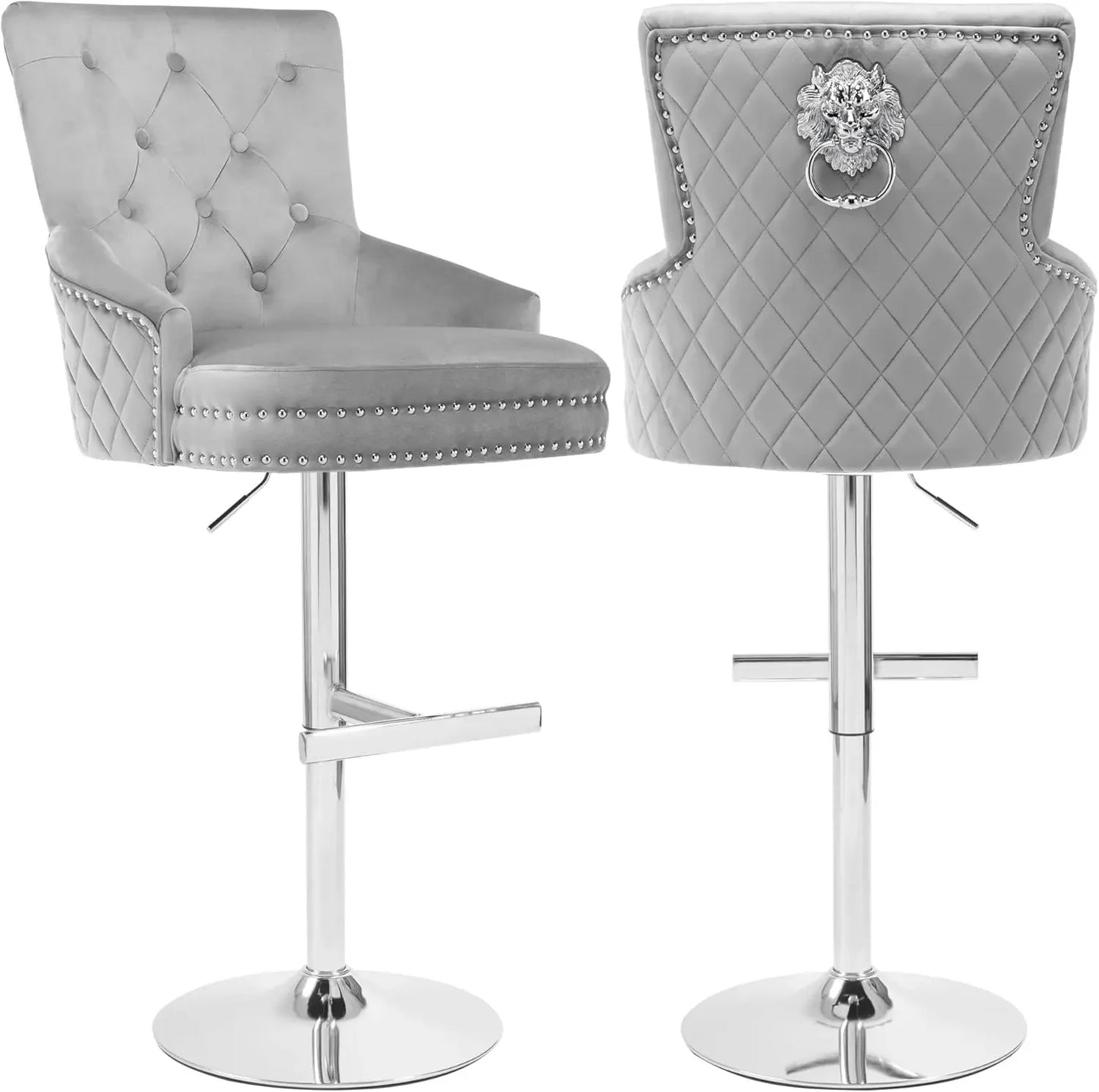 Velvet Swivel Bar Stools Set of 2