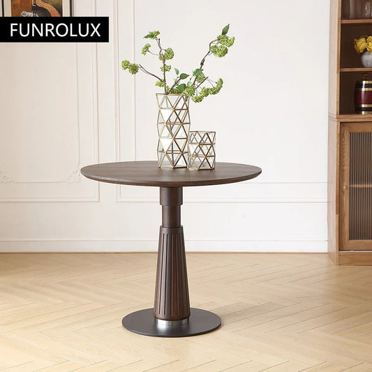 Round Coffee Table 35.5in Mid-Century Solid Wood