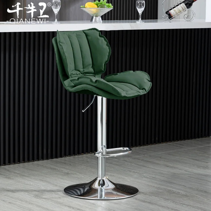Adjustable Swivel Bar Stool Leather High Back