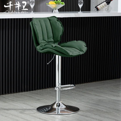 Adjustable Swivel Bar Stool Leather High Back