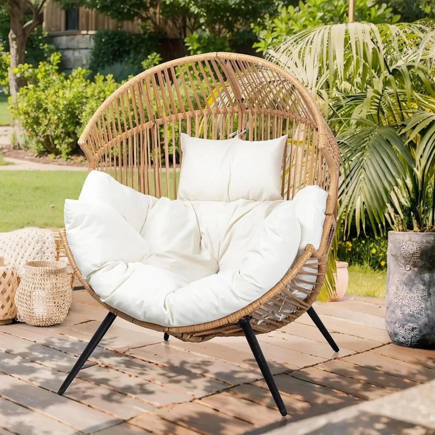Wicker Egg Chair PE Rattan Chair with Cushion