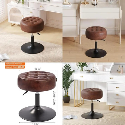 Mid-Century Modern Tufted Swivel Vanity Stool