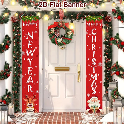 Christmas Santa Claus Snowman Door Couplet Merry Christmas Decoration for Home 2025 Door Banner Navidad Natal Gift New Year 2026